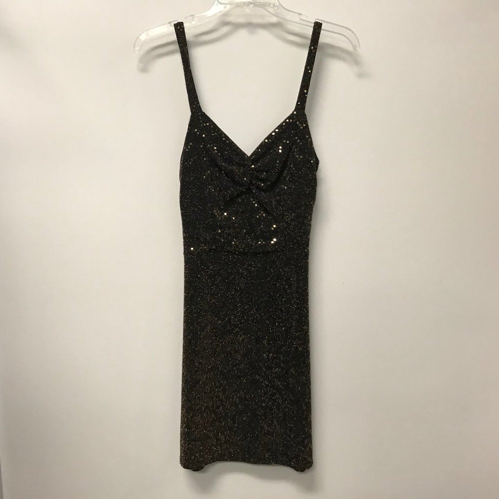 NWOT B Envied Black Metallic Gold Stretch Dress